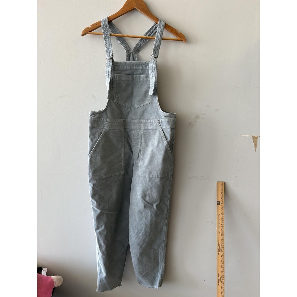 Aerie Overalls Womens XS Blue Corduroy Bib Dungarees Raw Hem Pockets Casual‎